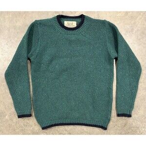‎‎‎Aran Sweater Market Men Small Wool Cashm‎ere Cr‎ew‎ Neck Sw‎eater Green